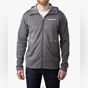 KARBON Men's Full Zip Hoodie , Grey , L